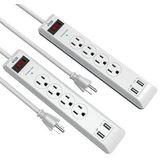 Kmc 4-outlet Surge Protector Power Strip 2-pack, Proteção Contra Sobrecarga, Cabo De 4 Pés Com Portas Usb 2.4a De 2 Portas, Etl Listado