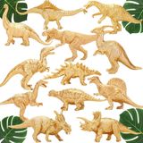 Dinossauros Plásticos Metálicos De Plástico Brinquedos, 12pcs Jumbo Figuras De Dinossauro Dourado Para Meninas Meninos, Chá De Bebê, Decorações De Ba