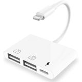 Adaptador De Câmera Usb Duplo,3 Em 1 Adaptador Dual Usb Feminino Otg Com Porta De Cabo De Sincronização De Dados De Carregamento Rápido, Compatível C