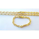 Corrente E Pulseira Masculinas Banhadas A Ouro 18k