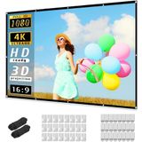 Projector Screen 120 Polegadas, Taotique 4k Movie Projector Screen 16:9 Hd Dobrável E Portátil Anti-crease Indoor Indoor Outdoor Projeção Dupla Sided