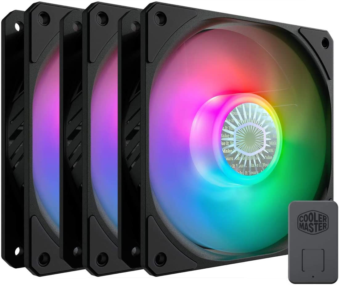 Cooler Master Sickleflow 120 V2 Argb 3 Em 1, 120mm Square Frame Fan, Leds Personalizáveis, Design Da Lâmina Da Curva Do Balanço De Ar, Rolam