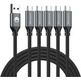 Cabo Usb Tipo-c 5pack 6ft Carregamento Rápido 3a Cabo Rápido Carregador Rápido, Tipo C Para Um Cabo Compatível Com 6 Pés Galaxy S10 S9 S8 Plus, Cabo