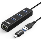 Usb 3.0 Hub Ethernet Com Adaptador Usb C, 3 Portas Usb 3.0 Splitter Gigabit Ethernet Hub + Usb C Hub Network Rj45 1000mbps Usb Extender