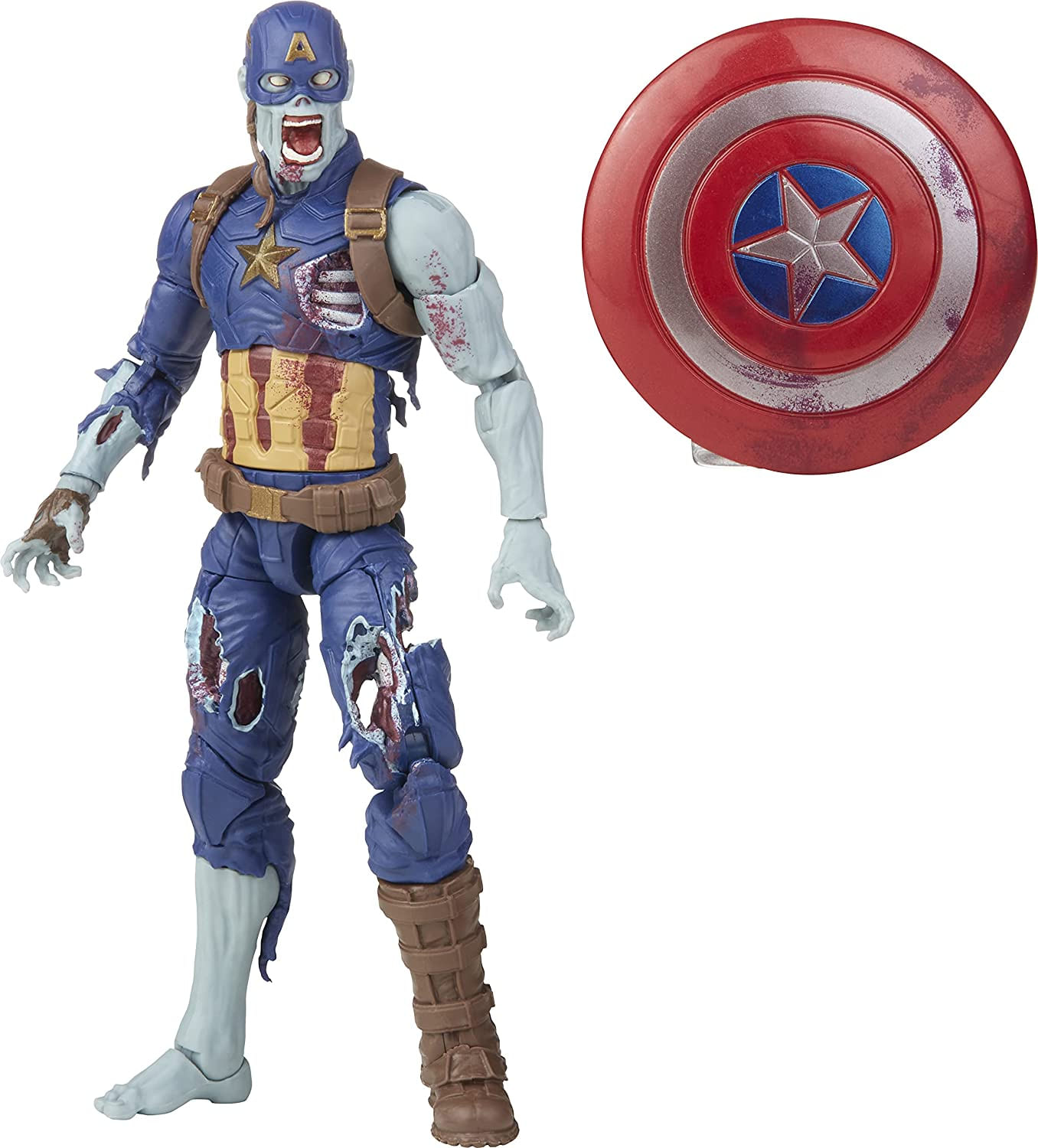 Marvel Legends Series 6 Polegadas Scale Action Figure Toy Zombie Captain America, Premium Design, 1 Figura E 1 Acessório