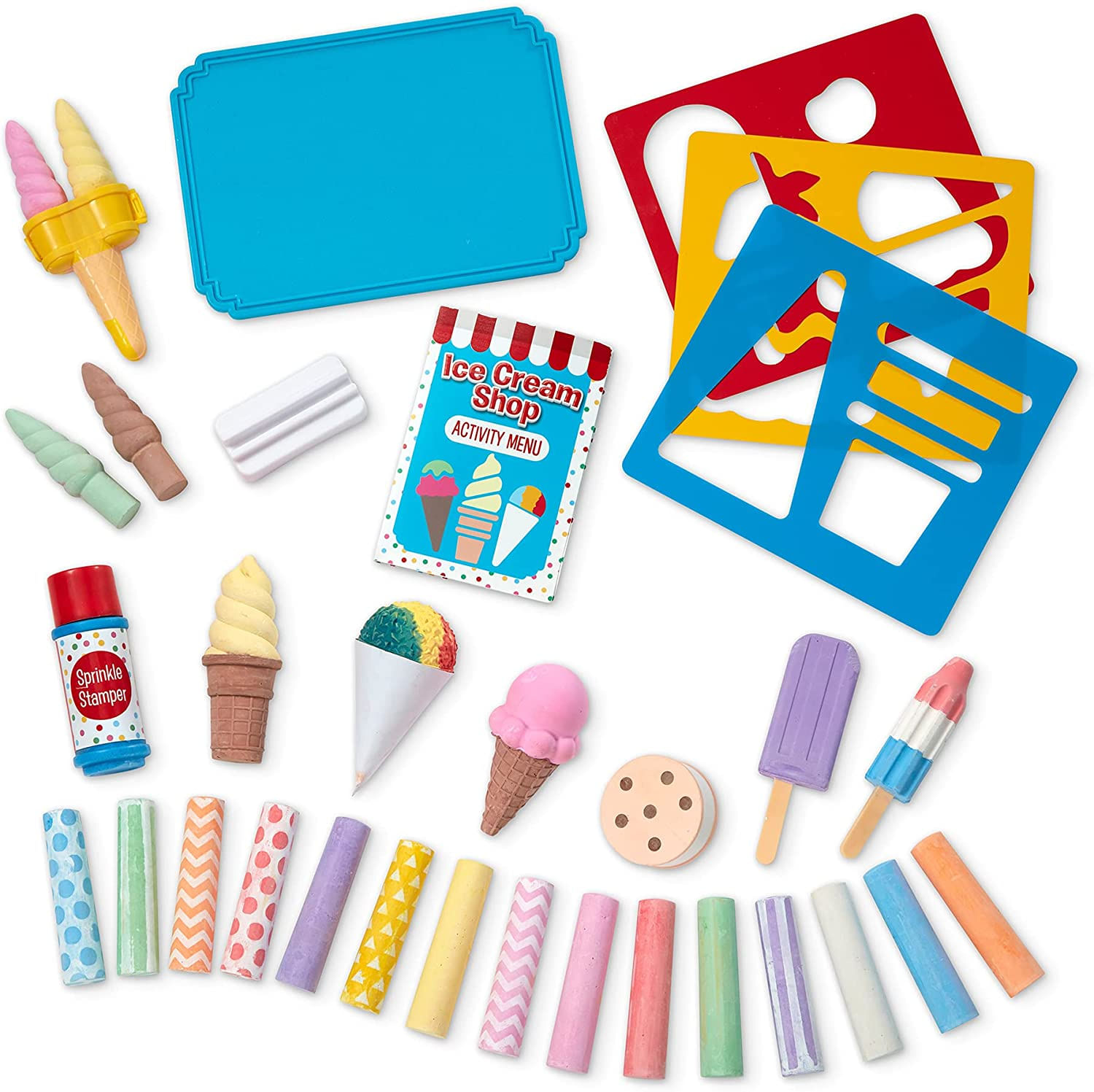 Melissa &amp;amp Doug Sorveteria Multi-colorido Giz E Suportes Play Set - 33 Peças Grande Presente Para Meninas E Meninos