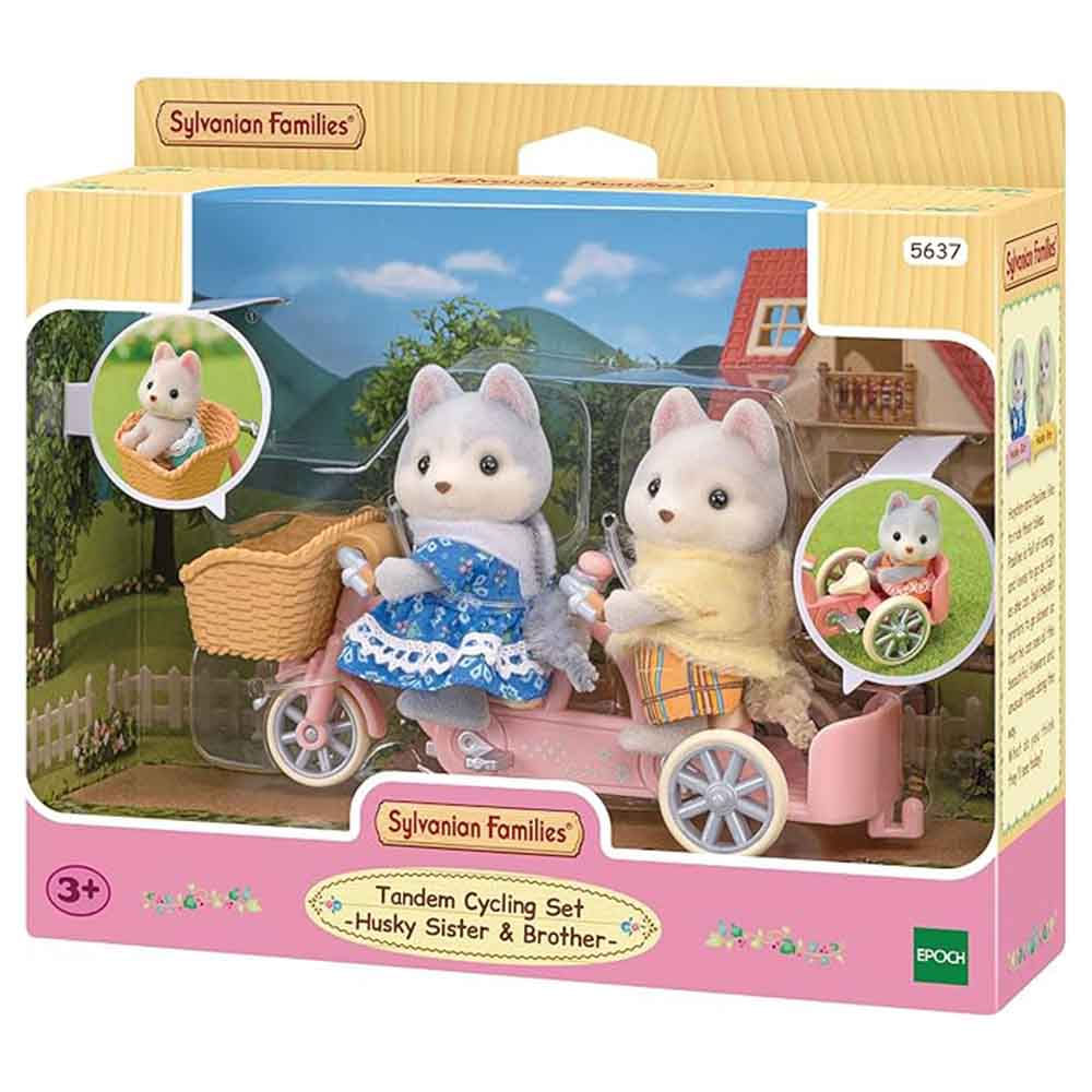 Figuras Sylvanian Families Conjunto Bicicleta Dupla Irma E Irmao Huskys Epoch Magia