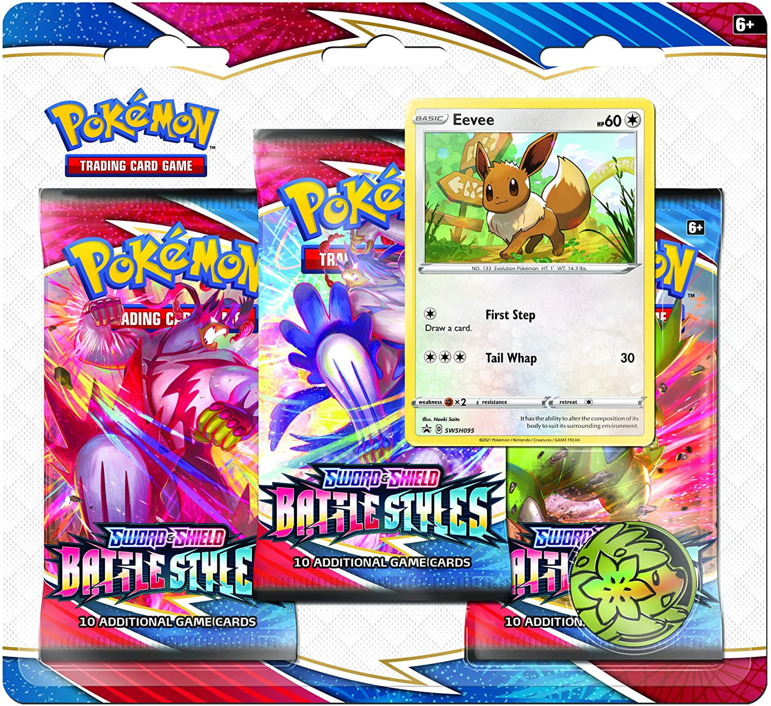 Pokemon Tcg Sword &amp;amp Shield Battle Styles Blister Pack Com 3 Pacotes De Booster (sorteio Aleatório)