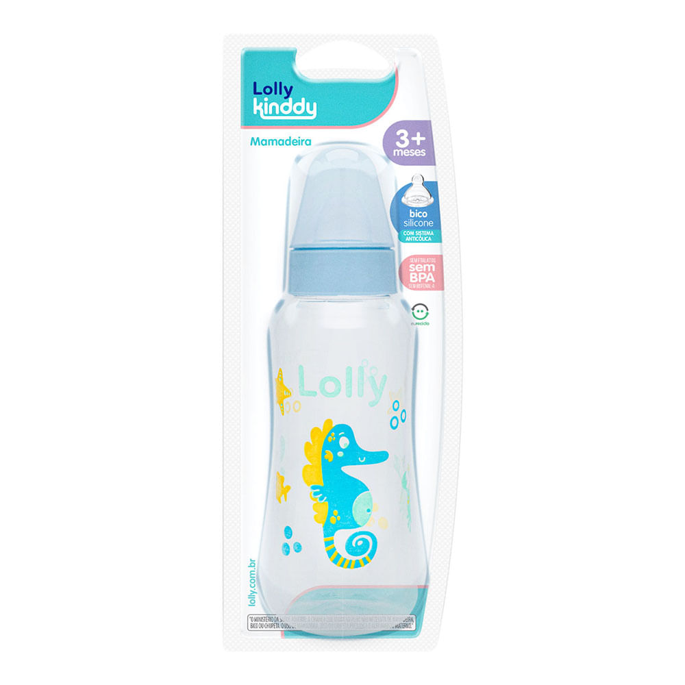 Mamadeira 250ml Oceano Azul Lolly Kinddy
