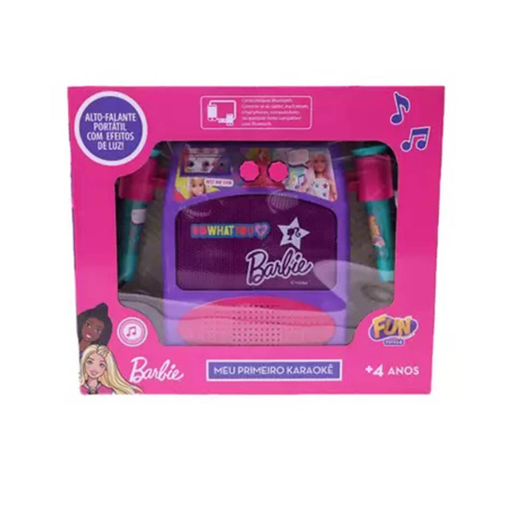 Microfone Infantil Barbie Meu Primeiro Karaoke Fun Divirta Se