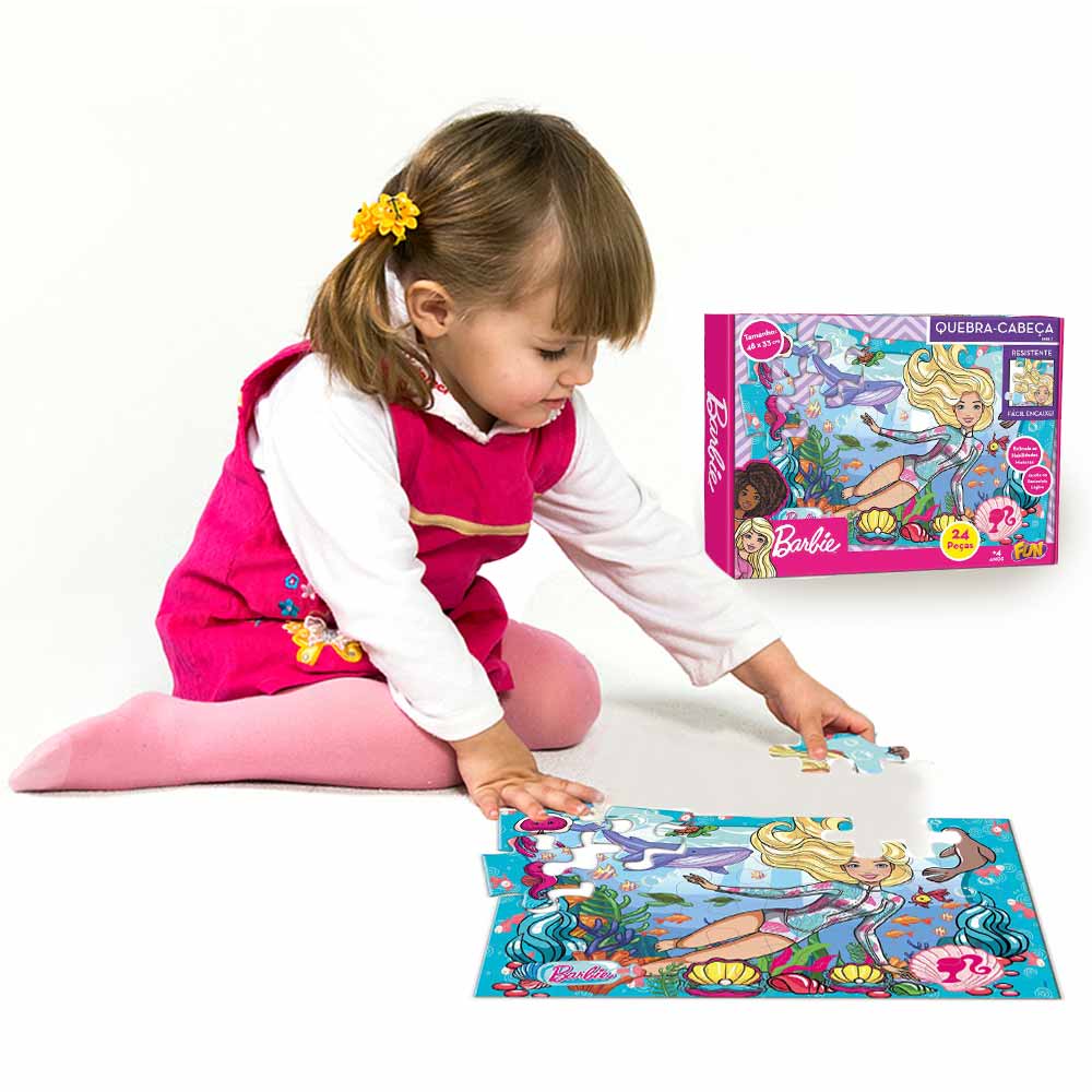 Quebra Cabeca 24 Pecas Barbie Fun Divirta Se