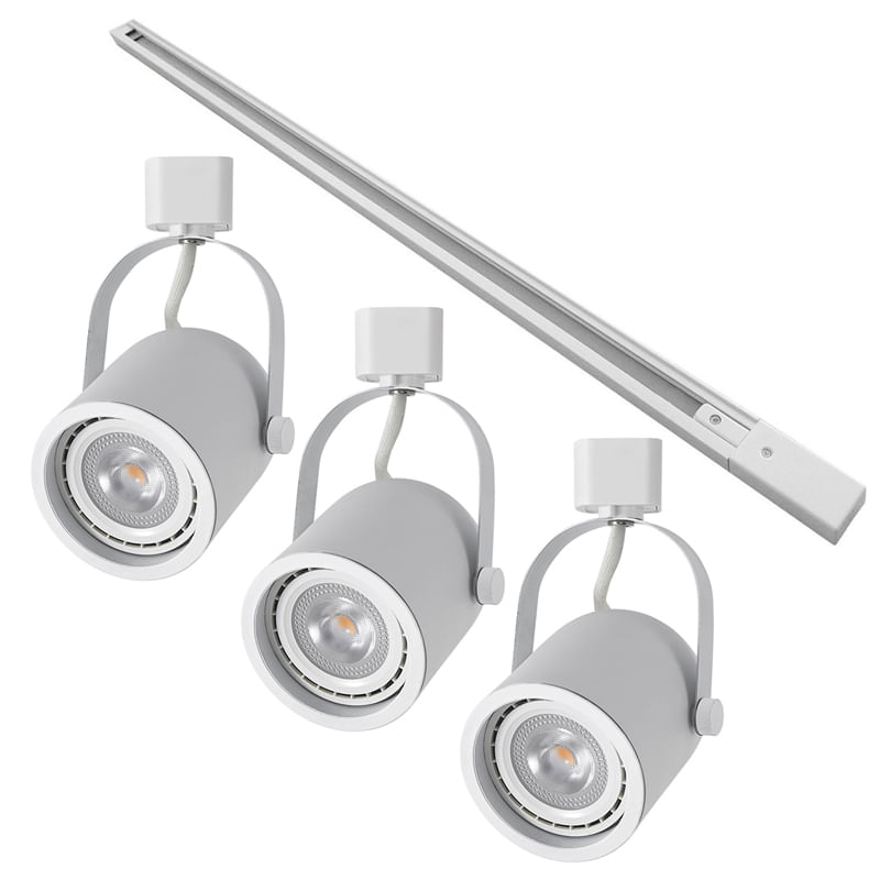 Kit Trilho 1 Metro Com 3 Spots Nordecor Bell Ar70 Gu10 Bivolt Branco - Único
