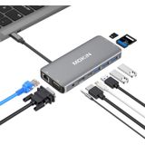 Adaptador Multiport Usb C Hub - 10 Em 1 Dongle Portátil Com 4k Hdmi, Vga, Ethernet, 3 Portas Usb, Áudio, Carregador Pd, Leitor De Cartão Sd/micro Sd