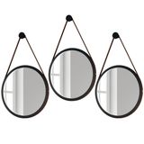 Kit 3 Espelhos Decorativos Redondos 67cm Com Alça Adnet Escandinavo H01 Preto - Mpozenato