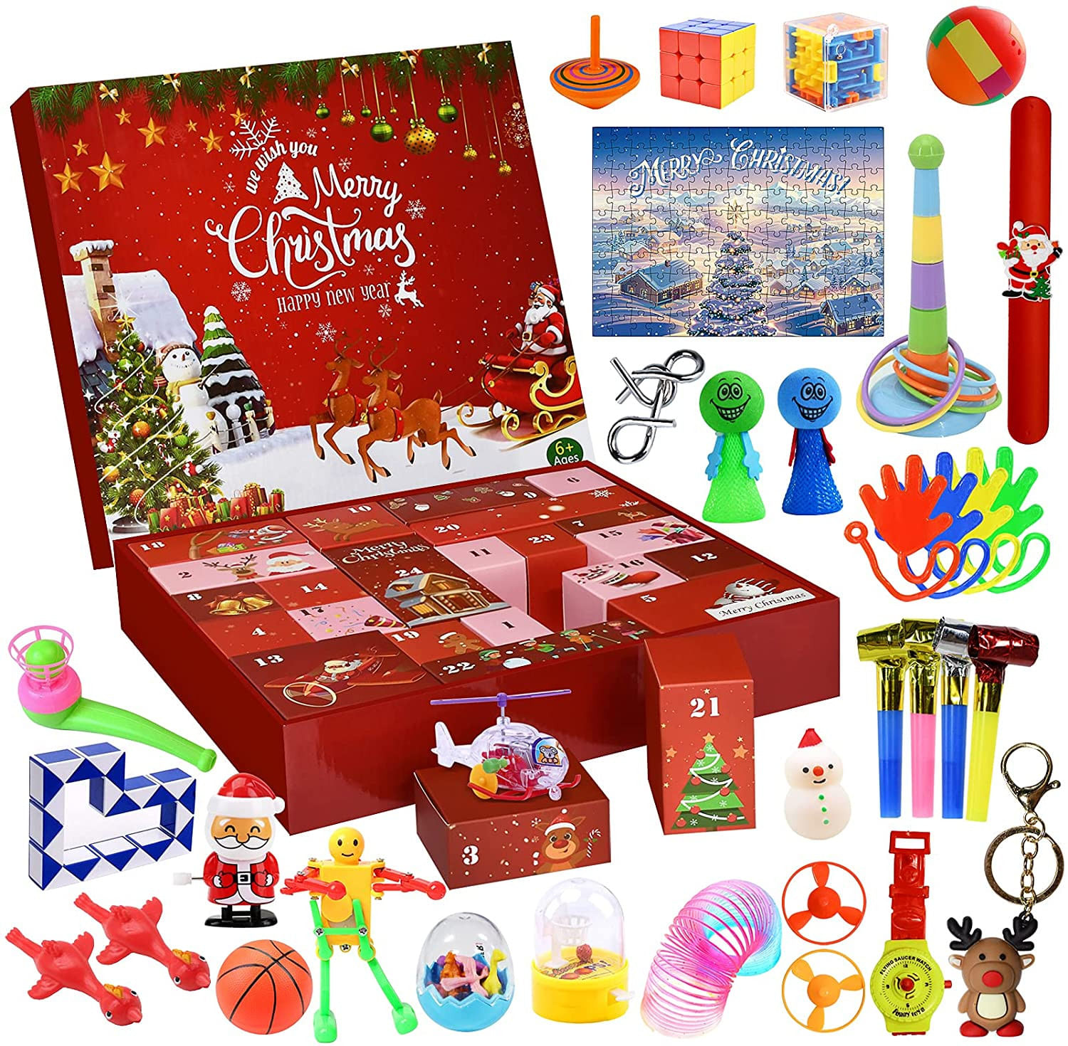 Calendário De Contagem Regressiva De Natal Calendário Do Advento 2021 Para Crianças Fidget Toys 24 Dias Surprise Box Contagem Regressiva