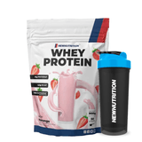 80% Whey Protein 900g Newnutrition + Coqueteleira Morango