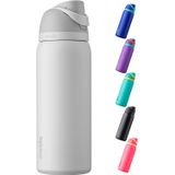 Garrafa De Água De Aço Inoxidável Isolado Owala Freesip Com Palha Para Esportes E Viagens, Sem Bpa, 32 Onças, Marshmallow Tímido