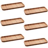 Kit 6 Petisqueiras Bandeja Retangular De Bambu 28x11cm Prato Salgados Petisco Hire Lyor