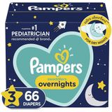 Fraldas Pampers Tamanho 3, 66 Unidades - Swaddlers Overnights Descartáveis para Bebês, Super Pack (embalagem pode variar)