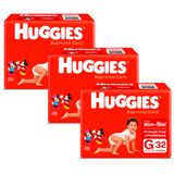 Kit 3 Fralda Huggies Supreme Care Tamanho G Mega 32 Unidades Descartáveis