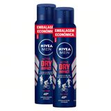 Kit 2 Desodorante Nivea Men Active Dry Impact Aerosol Antitranspirante 200ml