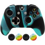 Hikfly Silicone Controller Capa Skin Protector Faceplates Kits Para Xbox One X/one S/slim Controller Com 4pcs Thumb Grips Caps (blueblack)