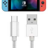 Cabo Carregador Usb C Talkworks Para Nintendo Switch (incluindo Lite) Cabo De Carregamento Usb Tipo C Trançado De Nylon De 6 Pés, Prata