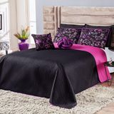 Cobre Leito Game Win Preto Pink Almofadas Queen 07 Peças
