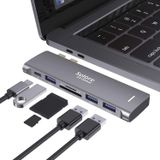 Adaptador Usb C Para Macbook Air/macbook Pro 2020 2018 13 15 16, 6 Em 1 Hub Usb-c Com 3 Portas Usb 3.0, Usb C Para Leitor De Cartão Sd/tf E Porta T