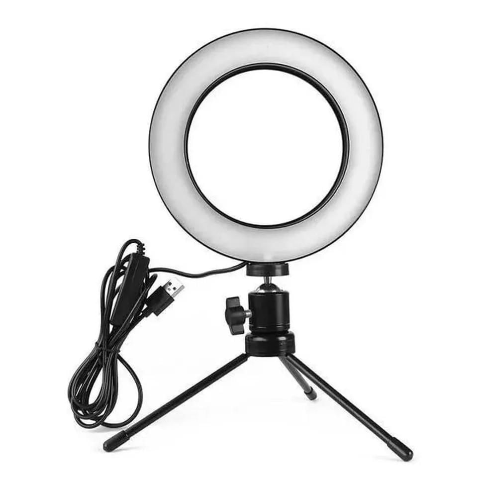 Ring Light Led Mesa Iluminador Pequena Tripé 6 Polegada 16cm