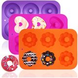 3 Pack Silicone Donut Pan Para Fabricante De Rosquinhas De Panificação, Finegood Silicone Panqueca Molde Não-stick Rosquinha Pan Muffin Cupcake Bagel