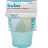 Kit 3 Potes Para Papinha Buba Baby Azul