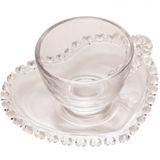 Xícara De Café Com Pires Cristal Coração 80 Ml