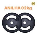 Kit 2 X Anilhas Super Premium De 2kg Ferro Pintada