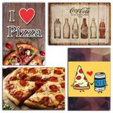 Kit Com 4 Placas Em Mdf Cozinha Pizza R+ Adesivos