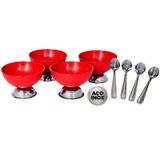 Jogo De Sobremesa Taça Plástico E Inox E Plástico - 8 Peças