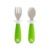 Conjunto De Colher E Garfo Inox Verde - Munchkin