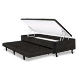 Base Para Cama Box Solteiro Triple Com Baú E Cama Auxiliar (34x96x203) Preta