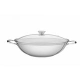 Wok Tramontina Ventura em Aço Inox com Fundo Triplo Tampa de Vidro 34 cm 5,7 L Tramontina