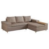 Sofá 4 Lugares Clássico Com Chaise Direito Linho Cobre