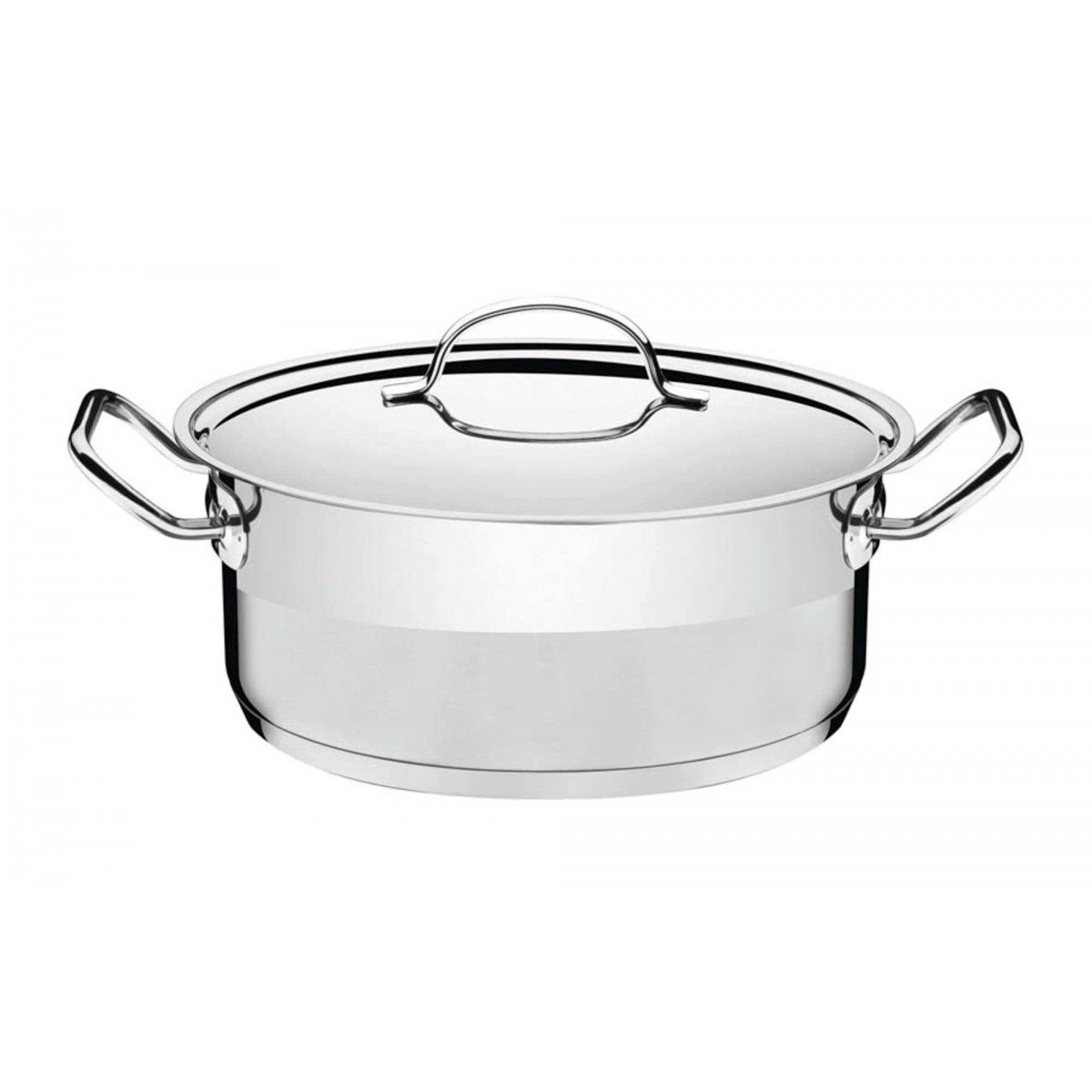 Caçarola Tramontina Professional Rasa em Aço Inox Fundo Triplo Com Tampa Plana Detalhe Satinado 24 cm 4,7 L Tramontina