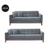 Conjunto De Sofá 2 E 3 Lugares Kivik Capitonê Cinza