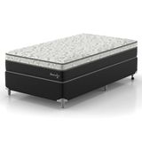 Cama Box Solteiro King Amarilis Com Colchão D33 Preta E Branca