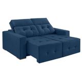 Sofá 3 Lugares Retrátil E Reclinável Roma Suede Azul 180 Cm