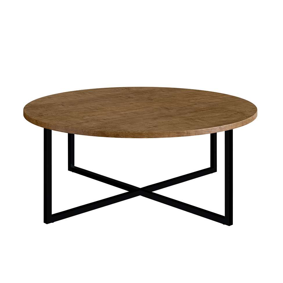 Mesa De Centro Redonda Acácio Marrom Claro E Preta 70 Cm - Carrefour