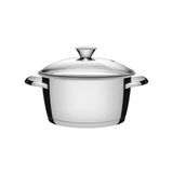 Caçarola Funda Tramontina Allegra em Aço Inox com Fundo Triplo e Tampa de Vidro 24 cm 5,7 L Tramontina