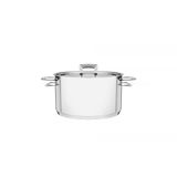 Caçarola Tramontina Brava Funda em Aço Inox Fundo Triplo com Tampa Plana e Alças 16 cm 1,8 L Tramontina