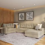Sofá De Canto 6 Lugares Com Chaise Direito Lilles Suede Animale Cinza