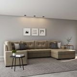 Sofá De Canto 6 Lugares Com Chaise Direito Mônaco Suede Animale Cinza