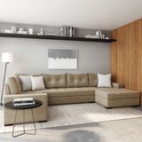 Sofá De Canto 6 Lugares Com Chaise Direito Nice Suede Animale Cinza